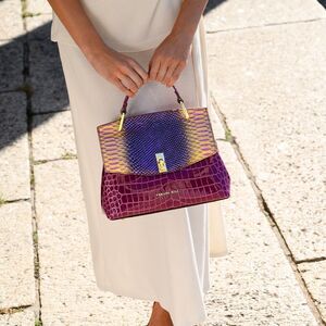 Verano Hill Versailles Croc-Embossed Shoulder Bag Purple